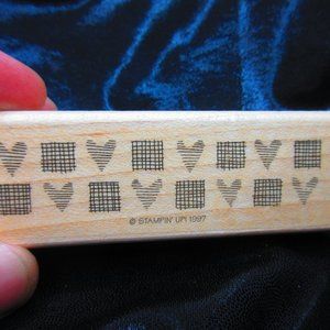 Heart Pattern Wood Mounted Stamp 1.25" X 3.75"